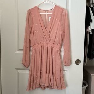 Francesca’s Pink and Gold star Dress